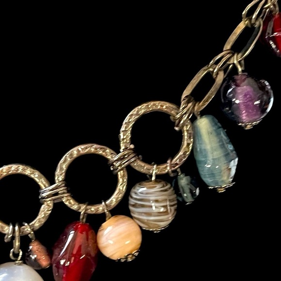 Premier Designs Necklace Art Glass Swirl Bohemian Charm Bead 15” 4” Extender - Picture 3 of 6